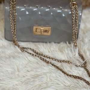 Elegant Gray Quilted Chain Bag